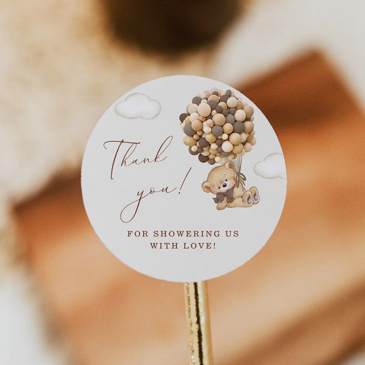 テディベア赤ちゃんシャワーありがとう ラウンドシール