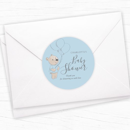 テディベア赤ちゃんシャワーありがとう ラウンドシール