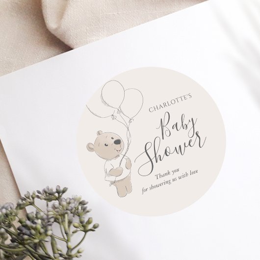 テディベア赤ちゃんシャワーありがとう ラウンドシール