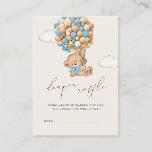 テディベア赤ちゃんシャワーおむつラッフルエンクロージャカー エンクロージャーカード (正面)