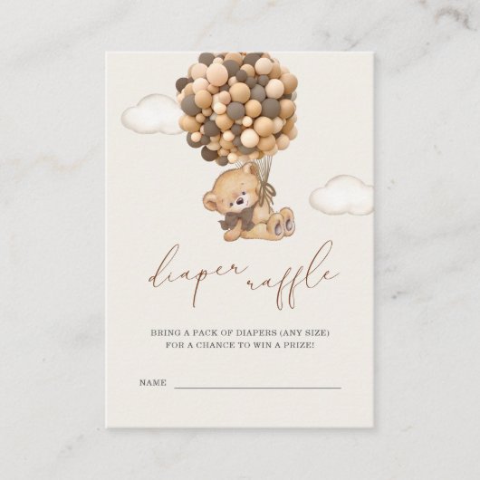 テディベア赤ちゃんシャワーおむつラッフルエンクロージャー エンクロージャーカード (正面)