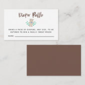 テディベア赤ちゃんシャワーおむつラッフル エンクロージャーカード (正面/裏面)