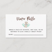 テディベア赤ちゃんシャワーおむつラッフル エンクロージャーカード (正面)