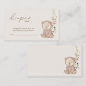 テディベア赤ちゃんシャワーおむつラッフル エンクロージャーカード (正面/裏面)