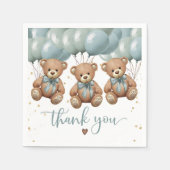 テディベア赤ちゃんシャワーそれは三つ子だ スタンダードカクテルナプキン (正面)