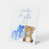 テディベア赤ちゃんシャワーのギフトとカード 台座サイン (正面)