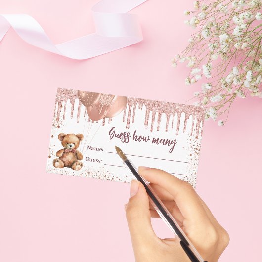 テディベア赤ちゃんシャワーはカードの数を推測 エンクロージャーカード