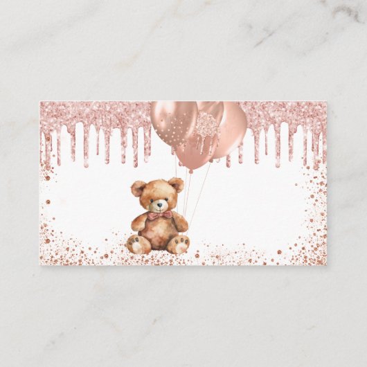 テディベア赤ちゃんシャワーはカードの数を推測 エンクロージャーカード (裏面)