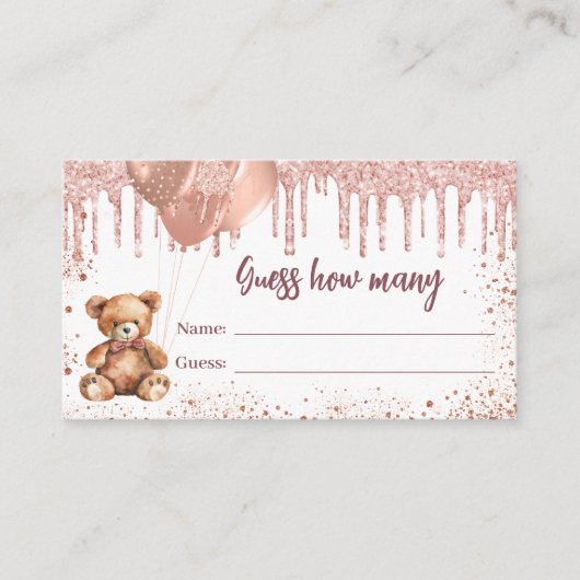 テディベア赤ちゃんシャワーはカードの数を推測 エンクロージャーカード (正面)