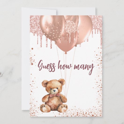 テディベア赤ちゃんシャワーはカードの数を推測 招待状 (正面)