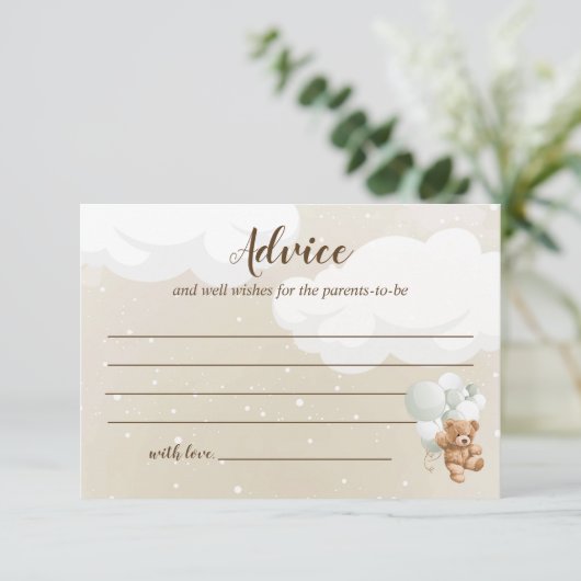 テディベア赤ちゃんシャワーアドバイスカード エンクロージャーカード (スタンド正面)