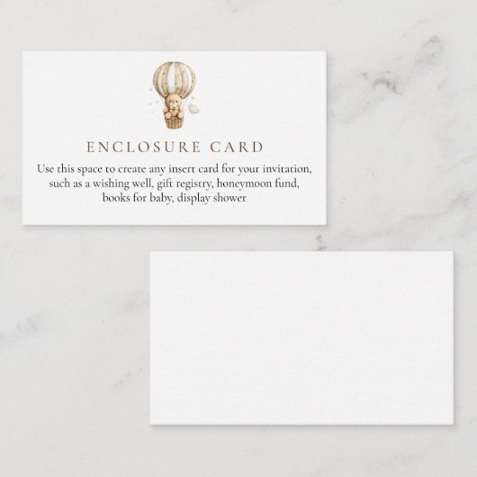 テディベア赤ちゃんシャワーエンクロージャカード エンクロージャーカード (正面/裏面)