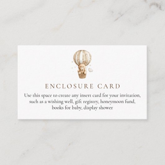 テディベア赤ちゃんシャワーエンクロージャカード エンクロージャーカード (正面)