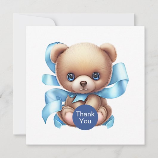 テディベア赤ちゃんシャワーサンキューカード サンキューカード (正面)