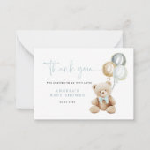 テディベア赤ちゃんシャワーサンキューカード ノートカード (正面)