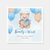 テディベア赤ちゃんシャワーナプキン スタンダードカクテルナプキン (正面)
