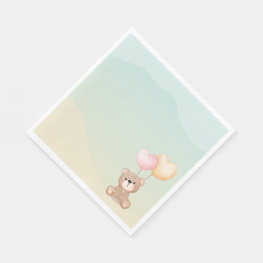 テディベア赤ちゃんシャワーナプキン スタンダードランチョンナプキン (角)