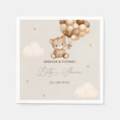 テディベア赤ちゃんシャワーニュートラル スタンダードカクテルナプキン (正面)