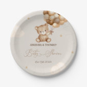 テディベア赤ちゃんシャワーニュートラル ペーパープレート (正面)