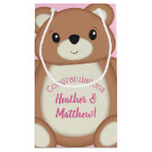 テディベア赤ちゃんシャワーピンクガール スモールペーパーバッグ (裏面)