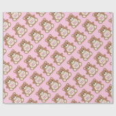 テディベア赤ちゃんシャワーピンクガール ラッピングペーパー (フラット)