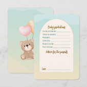 テディベア赤ちゃんシャワーフラットアドバイスカード アドバイスカード (正面/裏面)
