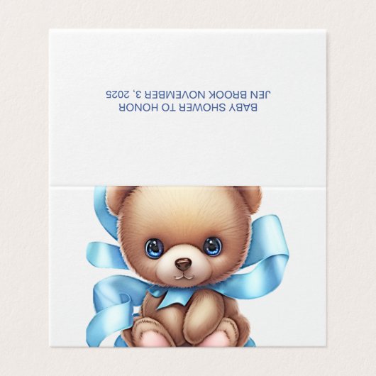 テディベア赤ちゃんシャワーブックリクエスト折り畳みカード (外部フラット)