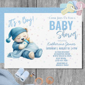 テディベア赤ちゃんシャワーブルーボーイ 招待状