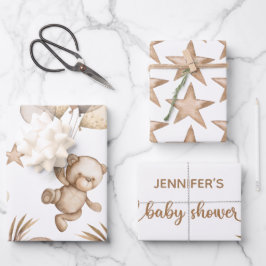 テディベア赤ちゃんシャワーラッピング紙シート ラッピングペーパーシート