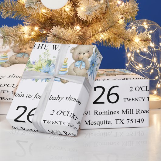 テディベア赤ちゃんシャワーラッピング紙 ラッピングペーパー (クリスマス)