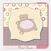 テディベア赤ちゃんシャワーレトロサークル スクエアシール (正面)