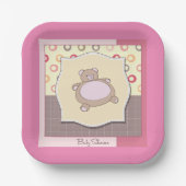 テディベア赤ちゃんシャワーレトロサークル ペーパープレート (正面)