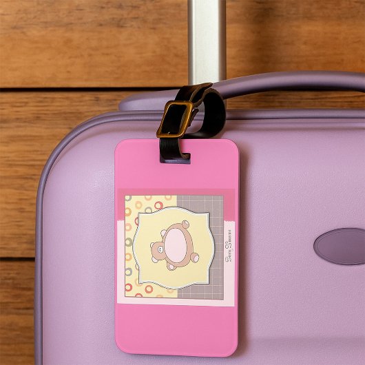 テディベア赤ちゃんシャワーレトロサークル ラゲッジタグ