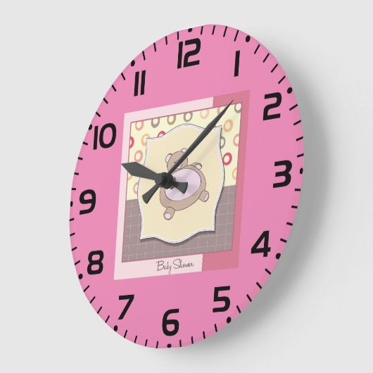 テディベア赤ちゃんシャワーレトロサークル ラージ壁時計 (傾斜)