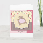 テディベア赤ちゃんシャワーレトロサークル 招待状 (正面)