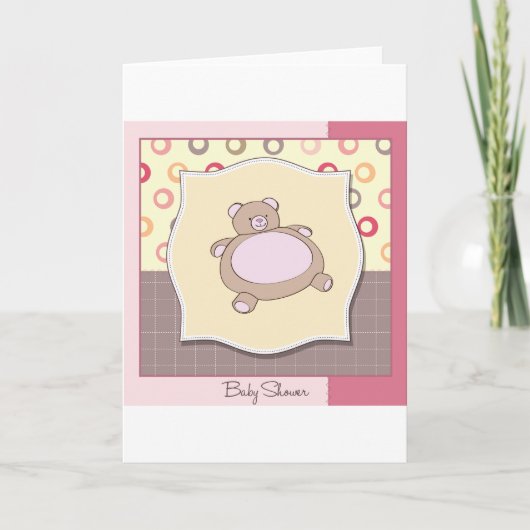 テディベア赤ちゃんシャワーレトロサークル 招待状 (正面)