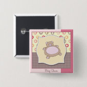 テディベア赤ちゃんシャワーレトロサークル 缶バッジ (正面&裏面)