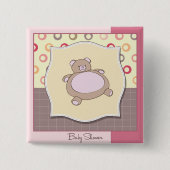 テディベア赤ちゃんシャワーレトロサークル 缶バッジ (正面)