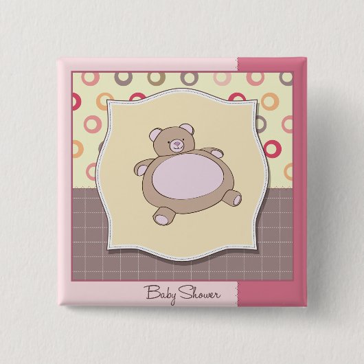 テディベア赤ちゃんシャワーレトロサークル 缶バッジ (正面)