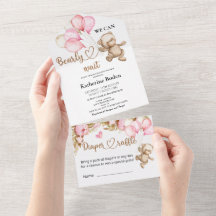 テディベア赤ちゃんシャワー全て1つの招待状