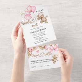 テディベア赤ちゃんシャワー全て1つの招待状 オールインワン招待状