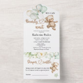 テディベア赤ちゃんシャワー全て1つの招待状 オールインワン招待状 (内側)