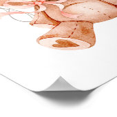 テディベア赤ちゃんシャワー女の子ウェルカムサイン ポスター (角)