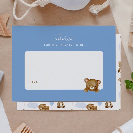テディベア赤ちゃんシャワー子育てアドバイス ノートカード