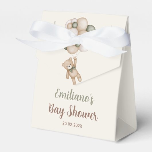 テディベア赤ちゃんシャワー少年 フェイバーボックス (正面サイド)