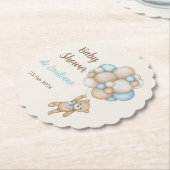 テディベア赤ちゃんシャワー少年 ペーパーコースター (アングル)