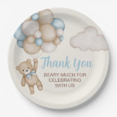 テディベア赤ちゃんシャワー少年 ペーパープレート (正面)