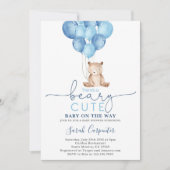 テディベア赤ちゃんシャワー少年 招待状 (正面)