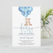 テディベア赤ちゃんシャワー少年 招待状 (スタンド正面)