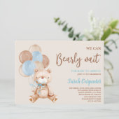 テディベア赤ちゃんシャワー少年 招待状 (スタンド正面)